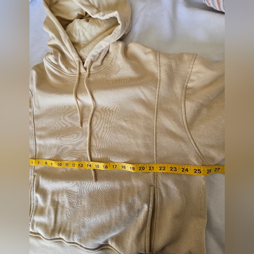 Harmony & Balance Cream Oversized Hoodie M Minimalist Athleisure Lounge Pullover - Picture 10 of 11